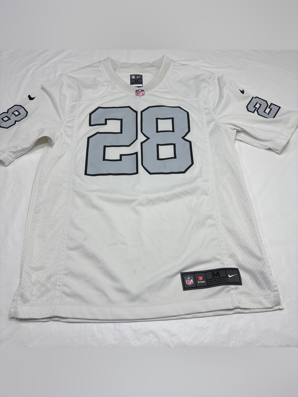 Las Vegas Raiders Josh Jacobs Nike White Alternate Jersey Mens Medium Stained